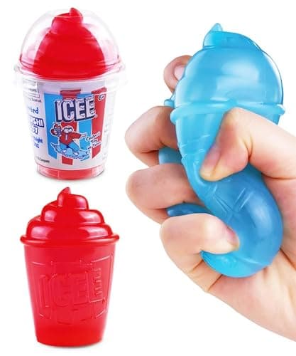 Incredible Play ICEE Scented Squishy Toys Squeezy, Stretchy Stress Fidget Toy Complete Gift Set Party Bundle - 2 Pack (Red Cherry & Blue Rasberry) thumbnail 3