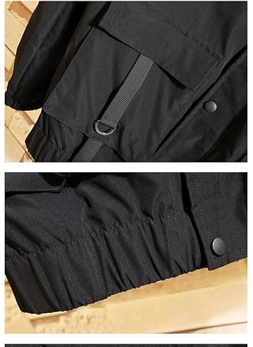 Nutriangee Mens Hip Hop Streetwear Windbreaker Jacket Lightweight Casual Outdoor Bomber with Ribbons Coat thumbnail 5
