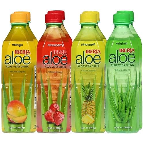 Iberia Aloe Vera Drink with Pure Aloe Pulp, Variety, (Pack of 8) 2 x Original, 2 x Mango, 2 x Pineapple, 2 x Strawberry - Image 1