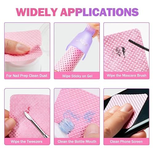 Makartt Lint Free Nail Wipes: Nail Polish Remover Pads 1000PCS Eyelash Extension Glue Wipes, Super Absorbent Soft Gel Nails Wipes Dry Wipes for Nail Prep and Gel Polish Remover, Pink thumbnail 9