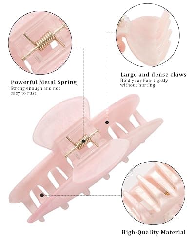 4Pcs Large Hair Claw Clips - Acrylic Big Hair Clips for Thick Hair Strong Hold Hair Jaw Clips Non-slip Banana Hair Barrettes Clips for Women Girls (Sparkle(white/purple/pink/green)) thumbnail 2