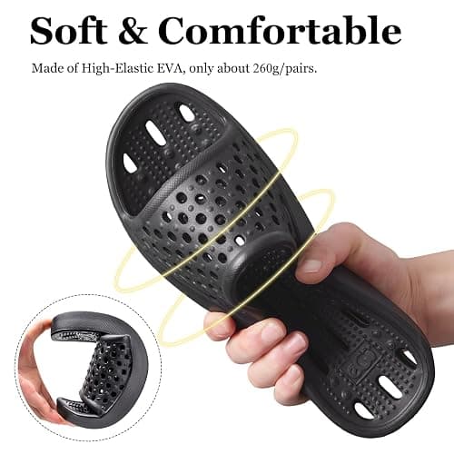 Mens Shower Shoes With Holes Dry Quickly Bath Slippers Womens Non Slip Indoor Home Bedroom Pool Spa Guest College Dorm thumbnail 4