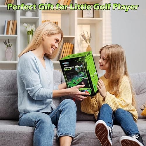 TERRAMUS Upgraded Kids Toy Golf Set with Dinosaur Automatic Golf Returner, Led Light Up Night Golf Balls, 3 Clubs, Putting Mat, 3-8 Toddler Mini Golf Games, Indoor Outdoor Sports Toys for Boys Girls thumbnail 8