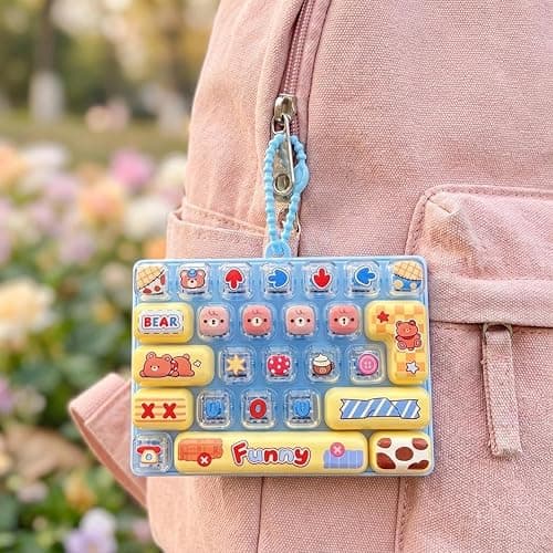 26-Key Cute Cartoon Clicky Keyboard Fidget Toy Keychain Stress Relief Keycap Clicker with Sensory Buttons Keyring Bag Pendant thumbnail 3