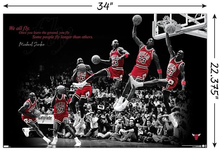 Trends International Michael Jordan - Fly Wall Poster, 22.375" x 34", Poster & Mount Bundle thumbnail 3
