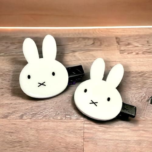 KOZUKI Cute Bunny Hair Clip, Pack of 2, Japanese Anime Style, Large, White, Female thumbnail 9