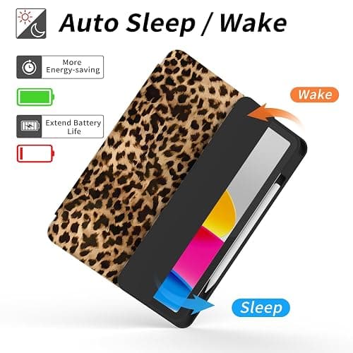 Ouinice Leopard Case for iPad 11th Generation 11 Inch A16 (2025), iPad 10th Generation 10.9" Case 2022, Slim Full Protective Shockproof Cover with Pencil Holder, Trifold Stable Stand, Brown Cheetah thumbnail 2