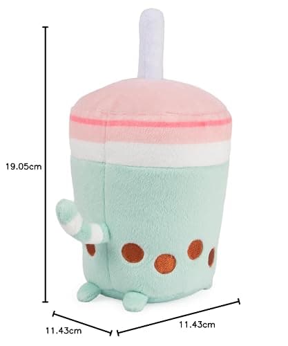 GUND Pusheen Boba Tea Cup Plush Cat Stuffed Animal for Ages 8 and Up, Green/Pink, 6” thumbnail 2