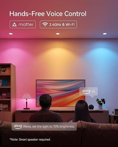 Fancylink Matter Smart Light Bulbs, Color Changing Light Bulb,hub Required, A19 60W,2.4Ghz WiFi only,Compatible with Alexa Google Assistant, Apple Home,16 Million Colors for Christmas, New Year,2 Pack thumbnail 7