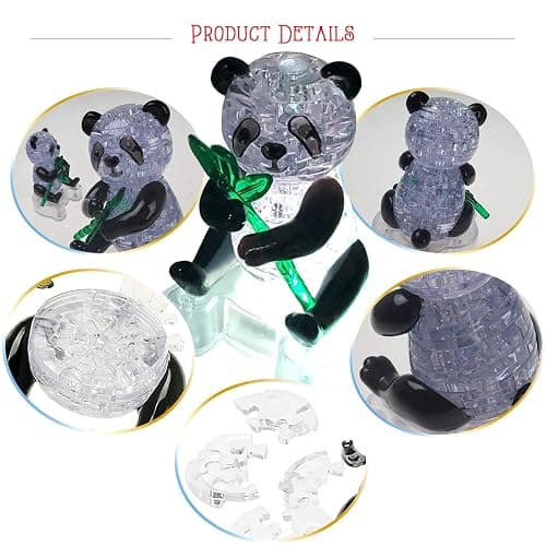 Coolplay 3D Crystal Puzzle Panda Gifts, Desk Toys with Light-Up Base 58 Pieces thumbnail 6