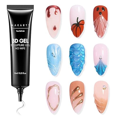 Makartt 3D Gel Nail Art, Sculpting Gel Glue for Drawing, Molding, Sculpture, Gems and Decoration, No Wipe Clear Gel Polish for DIY Nail Designs, 15g - Image 1