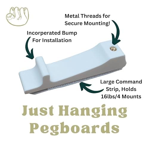 'Just Hanging Pegboards' Pegboard Wall Mounting Hardware, Compatible with IKEA SKADIS, Compatible with Command Strips. No Wall Holes Required. Pegboard Screws not Included. (Matte White) thumbnail 2