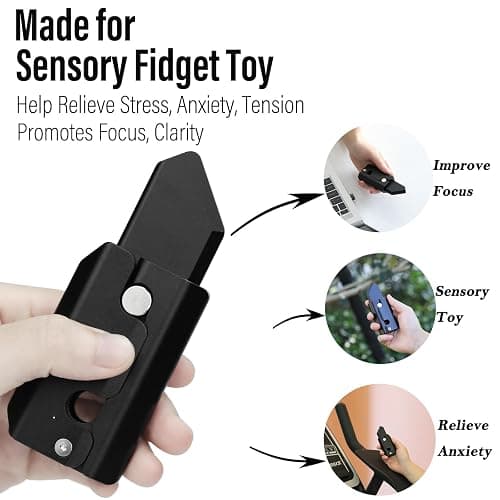 FREELOVE Fidget Knife Toys for Adults, Metal Heavy Sturdy Finger Slider, Gravity Slide Figette Block, Inertia Flipping Pocket EDC for Men Teens Anxiety Fun Cool, Black thumbnail 5