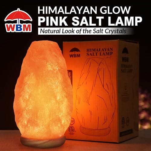 WBM Salt Lamp - USB Himalayan Salt Lamp with Touch Dimmer Control, Natural Pink Crystal, 5-7 lbs, Wooden Base, LED Bulb, Room Decor, Home Decor, Relaxation, Ambiance, Gift thumbnail 3