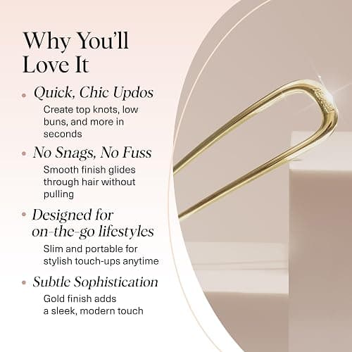 Kitsch French Hair Pins for Women – Elegant & Durable Metal Hair Fork for Updos, Chignon, Bun & Twist Hairstyles, Secure Hold All Day, Comfortable Fit | Ideal Gifts for Women- Gold, 1pc thumbnail 3