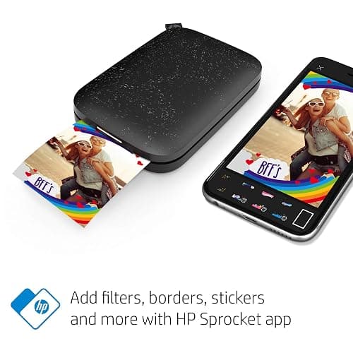HP Sprocket Portable 2x3 Instant Photo Printer (Black Noir) Print Pictures on Zink Sticky-Backed Paper from Your iOS & Android Device. thumbnail 7