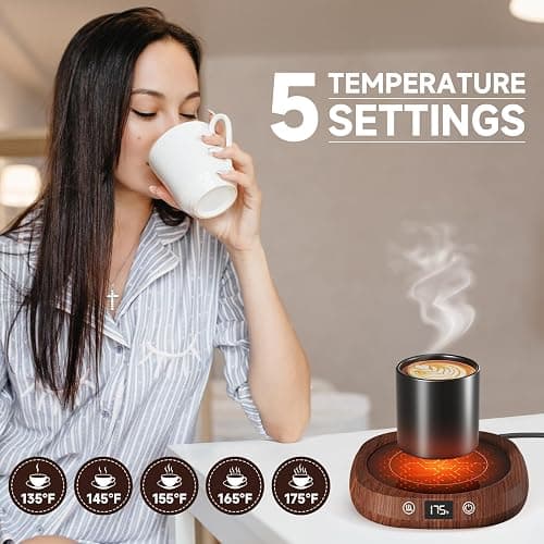 Coffee Mug Warmer - Coffee Cup Warmer for Desk Auto Shut Off, Smart Electric Candle Warmer Beverage Warmer for Coffee, Tea, Water, Milk and Coco, 5 Temperature Settings & 1-12H Timer thumbnail 4