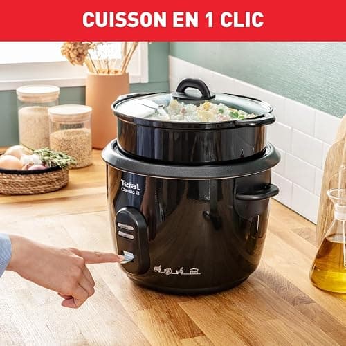 Tefal Classic 2 Cuiseur à riz, 5 L, 1,5 kg de riz, Automatique, Maintien au chaud, Sans surveillance, Cuve antiadhésive, Nettoyage facile, Panier vapeur, Noir RK103811 thumbnail 2
