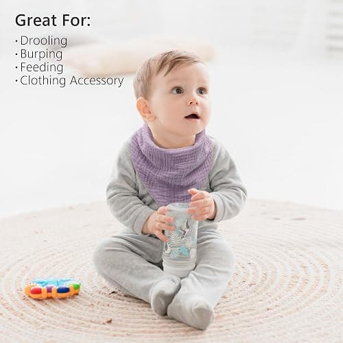 Bearmoss Muslin Baby Bibs 100% Cotton Baby Bandana Drool Bibs for Unisex Baby Girls Boys Drooling and Teething thumbnail 8