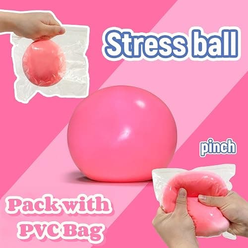 Giant Squishy Stress Balls for Kids and Adults - 4-Inch Jumbo Squishy Toys Dough Stress Ball, Stretchy Squeeze Fidget Toys for Boys, Girls, Birthday Gift, Easter Basket Stuffers (Pink) thumbnail 5