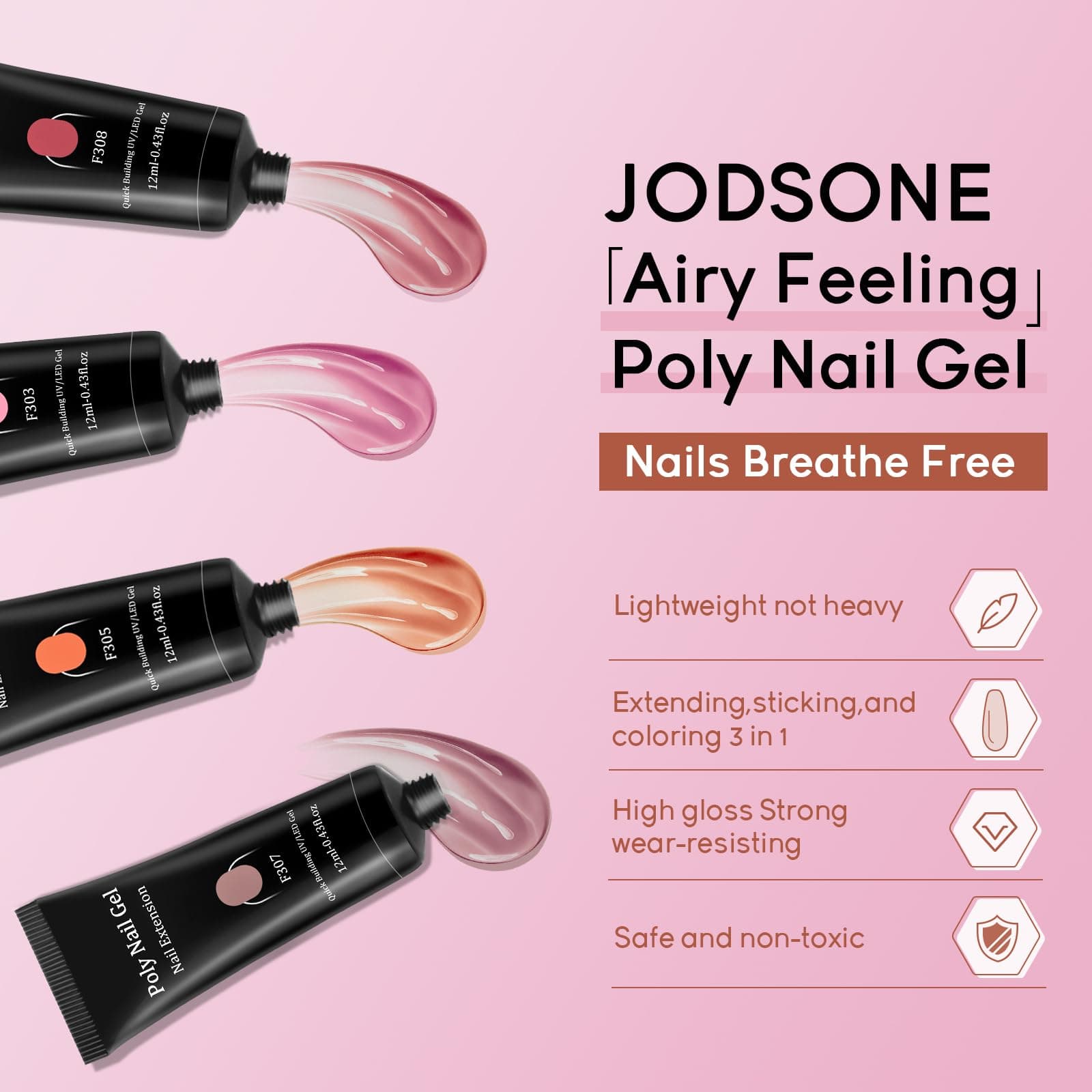 JODSONE 14 Pcs Poly Gel Nail Kit With U V Light Starter Kit Nude Clear Pink Brown Poly Extension Gel Nail Kit With Base Top Coat Nail Art Tools All In One Kit Starter Kit thumbnail 4