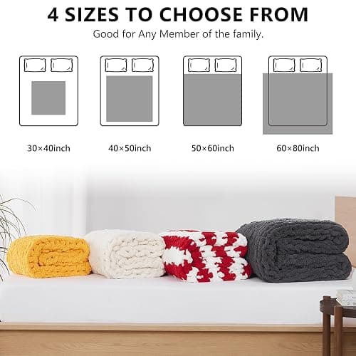 L'AGRATY Chunky Knit Blanket Throw,Soft Chenille Yarn Throw 50x60，Handmade Thick Cable Knit Crochet Blanket, Large Rope Knot Throw Blanket for Couch Home Decor thumbnail 4