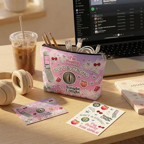 SportsLiking For Katseye Merch Cosmetic Makeup Bag, Y2K-Inspired Pop Graphic Zipper Pouch, Portable Makeup Organizer for Toiletries & Accessories thumbnail 7
