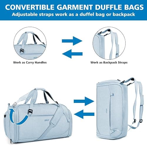 Convertible Garment Bags for Travel - Carry on Garment Duffle Bag with Backpack Straps for Men Women, 4 in 1 Large Travel Duffel Bags with Shoes Compartment Hanging Suit Dress Weekender Bag 3pcs Set thumbnail 7
