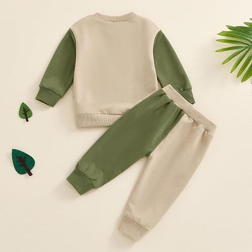 Toddler Baby Boy Fall Winter Clothes Mamas Little Boy Outfit Letter Long Sleeve Sweatshirts and Jogger Pants Set thumbnail 3