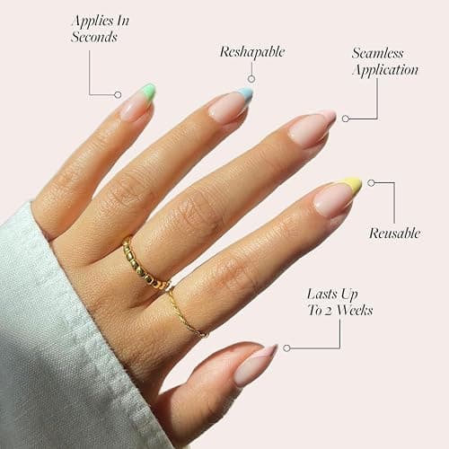 Glamnetic Press On Nails - Confetti | Semi-Transparent Short Almond Fake Nails, Salon Quality | 15 Sizes - 30 Nail Kit with Glue thumbnail 3