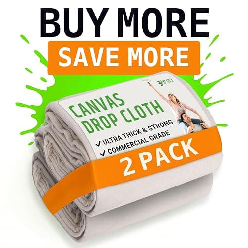 GREEN LIFESTYLE All Purpose Canvas Drop Cloths - Drop Cloth for Painting, Floor Cover, Heavy Duty Protection for Furniture & Surfaces, Reusable Painters Canvas Tarp for Renovation & Home (4x12) thumbnail 2