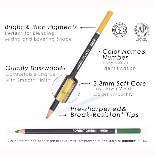 KALOUR 120 Colouring Pencils,Artists Soft Core with Vibrant Color,Ideal for Drawing Sketching Shading,Coloring Pencils for Adults Beginners thumbnail 4