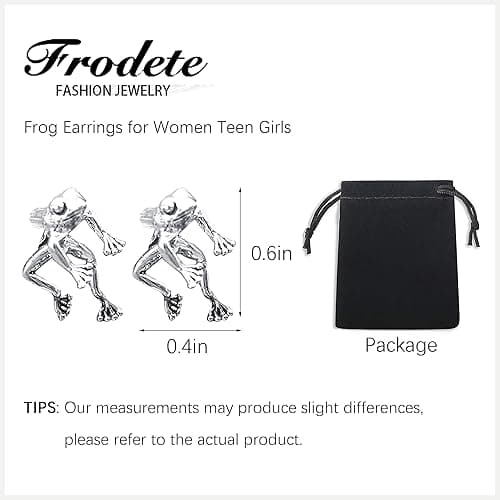 Frog Earrings for Women Easter Basket Stuffers Vintage Frogs Shaped Stud Earrings Funny Cute 3D Animal Earrings Jewelry Gifts - A：silver frog earrings thumbnail 4