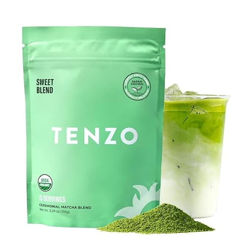 Tenzo Matcha Green Tea Powder, Organic Cafe Sweetened Matcha Latte Green Tea Powder, Ceremonial Barista Crafted Mix - Authentically Japanese - Matcha Latte Mix (5.29 Ounce) - Image 1
