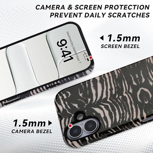 Fourmor for iPhone 16 Case - Wireless Charging for MagSafe, Dual-Layer Design (Outer Hard PC Shell + Inner Soft TPU Shell), Unisex Shockproof Protective Case - Tiger Stripe Pattern. thumbnail 3