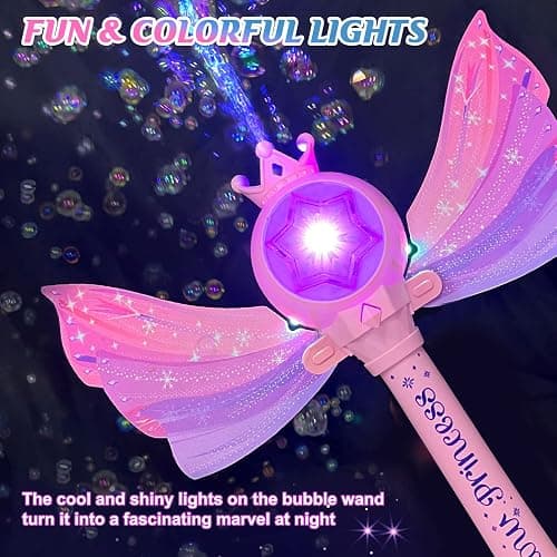 Britik Bubble Wands for Kids Girls - LED Light & Music Bubble Machine: 3 AA Batteries & 2 Bubble Solutions, Outdoor Party Birthday Toys for Toddlers, Gift for 3 4 5 6 7 8 Year Old Girls thumbnail 4