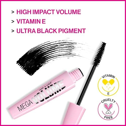 wet n wild Mascara Mega Volume - Volumizing, Waterproof, Smudge-Resistant, Cruelty-Free, Gluten-Free, Sulfate-Free & Vegan - Very Black thumbnail 3
