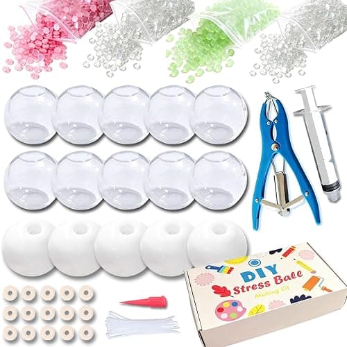 Donpidd DIY Stress Ball Making Kit 15 TPR Skins,4.2 oz Fillers,1 Vacuum Tool,20 Cable Tie for Create ASMR Anxiety Relief Toys Crunchy Relaxing (1 Set) - Image 1