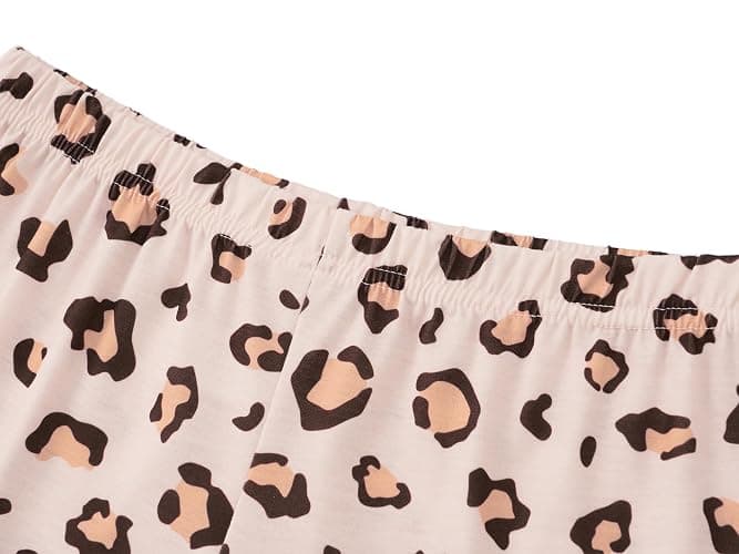 Beezizac Girls Pajamas Coat Style Trendy Print Short Sleeve Set Size 6-18 | Soft Stretch Fabric, Button-Down Top, Fixed Bow Detail, Ruffle Trim, Elastic Waist Shorts, Little & Big Girl Sleepwear thumbnail 7