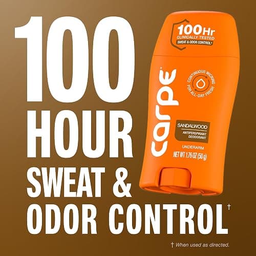 Carpe 100-Hour Antiperspirant Deodorant for Men, Sandalwood - 2 Pack | Dermatologist Tested - 100 Hr Sweat & Odor Control - Free from Baking Soda & Parabens - Clinical Strength Deodorant - 2 Pack thumbnail 4