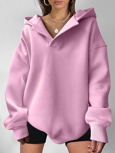 ANRABESS Womens Oversized Hoodies V Neck Sweatshirts Fleece Long Sleeve Pullover Y2K Clothes 2025 Fall Trendy Outfits thumbnail 3