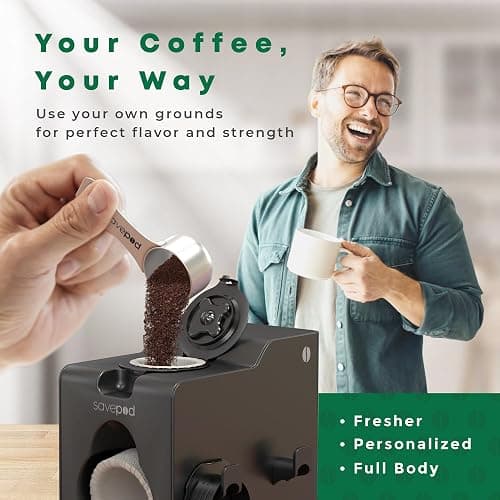 SavePod Coffee Pod Maker with Reusable Coffee Pods, Compatible with Keurig and K-Cup Coffee Machines, Smart, Easy to Use & Convenient (Black, Small) thumbnail 8