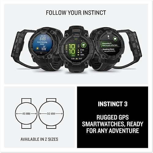 Garmin Instinct® 3 45mm, AMOLED Display, Rugged Outdoor GPS Smartwatch, Metal-Reinforced Bezel, Built-in Flashlight, Up to 18 Days of Battery Life, Black thumbnail 8