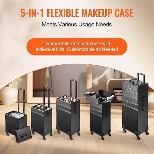 VEVOR Makeup Train Case Professional Makeup Storage Organizer Box Make Up Carrier for Women and Girls thumbnail 3