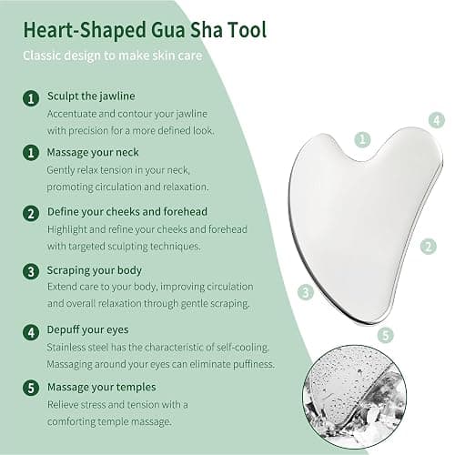 LeMeeOly 3pcs Stainless Steel Gua Sha Facial Tools & Eye Cream Applicator Metal GuaSha Set for Face Body, Detailer Gua Sha Lymphatic Drainage Massager,Guasha Face Sculpting Tool thumbnail 4