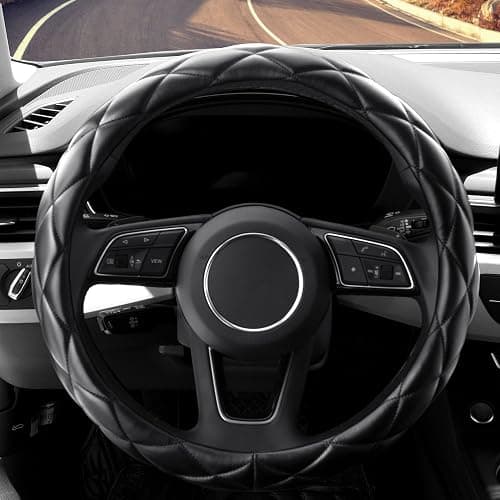 YHONGJT Soft Microfiber Leather Steering Wheel Cover, Universal 15 Inch for Women Girls, Fit Vehicles, Sedans, SUVs, Vans, Trucks - Black thumbnail 2