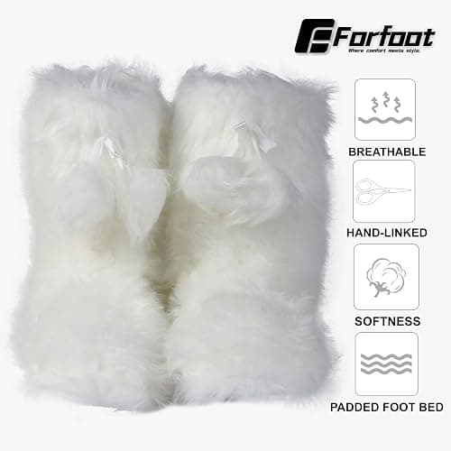 Forfoot Slipper Boots, Cozy Indoor Booties for Women Fluffy Comfortable House Shoes Fuzzy Anti-Slip Boots Winter thumbnail 3