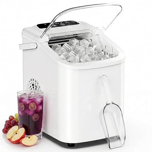 Sweetcrispy Countertop Ice Maker with Scoop, Basket and Handle, Portable Ice Machine 9 Cubes Ready in 6 Mins, 26.5lbs in 24Hrs, 2 Sizes for Home Kitchen Office Bar Party - Image 1