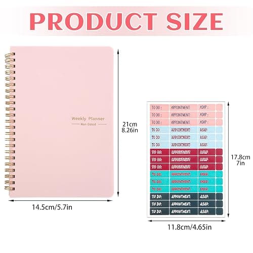 To Do List Notebook, A5 Weekly Planner Undated, Planning Pad Checklist Productivity Organizer 52 Pages for Students, Work, Fitness(Pink) thumbnail 3