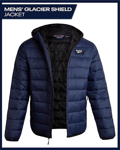 Reebok Mens Puffer Jacket - Lightweight Quilted Glacier Shield Plus Size Puffer Jackets for Men - Insulated Mens Winter Coats thumbnail 2